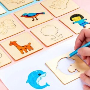 DIY Wooden Stencils Drawing Kit – 12 Pieces